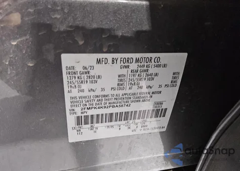 2023 Ford Edge Titanium from USA, damaged, VIN 2FMPK4K92PBA58742